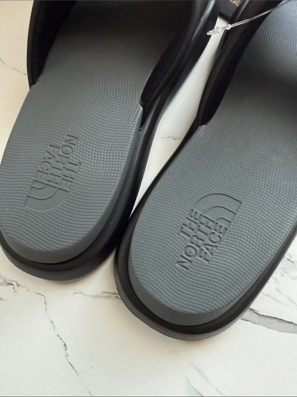 The North Face Black Slide Sandals with White Logo